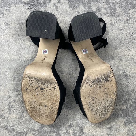 Larroude Dolly Sandal In Black Suede Platform Chunky Heels Sz 10 - Picture 13 of 16